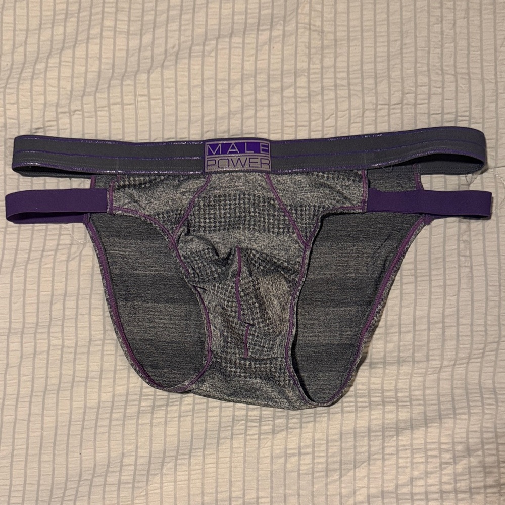 Male Power Gray and Purple Men's Briefs